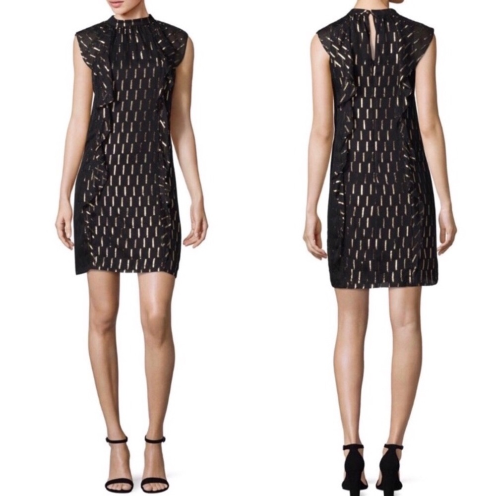 NWT worthington black gold ruffle dress